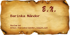 Barinka Nándor névjegykártya